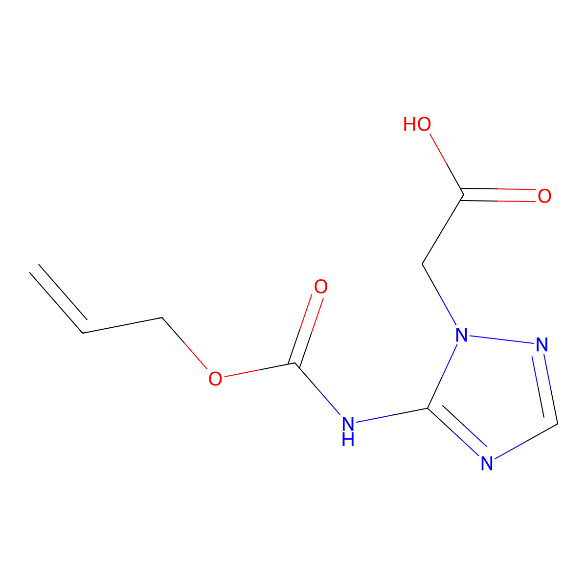 2-(5-{[(prop-2-en-1-yloxy)carbonyl]amino}-1H-1,2,4-triazol-1-yl)acetic acid molecular structure, CAS 2757927-15-2