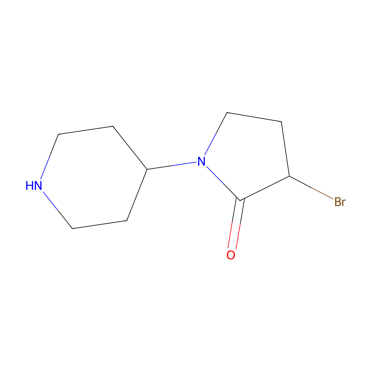 3-Bromo-1-(piperidin-4-yl)pyrrolidin-2-one molecular structure, CAS 2757927-22-1