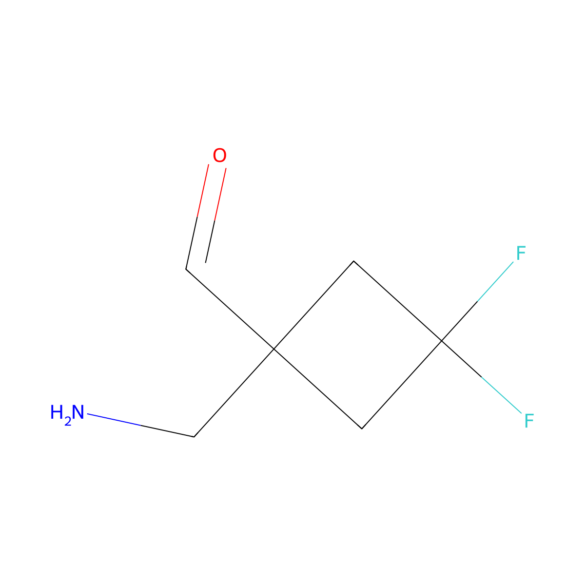 1-(Aminomethyl)-3,3-difluorocyclobutane-1-carbaldehyde molecular structure, CAS 2757927-24-3