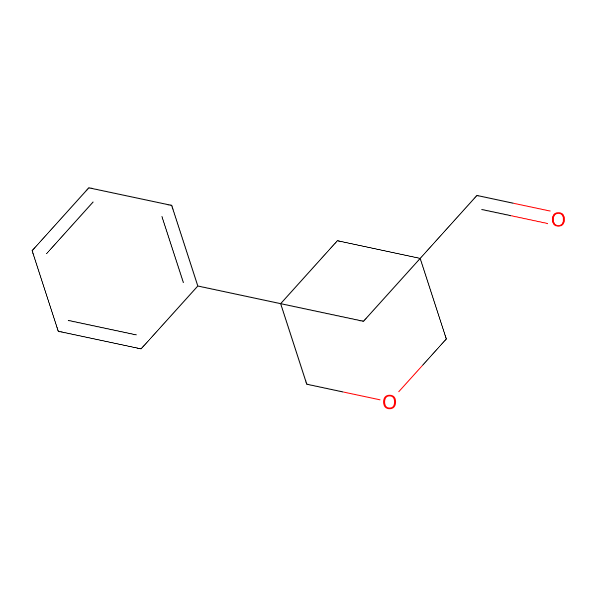 5-Phenyl-3-oxabicyclo[3.1.1]heptane-1-carbaldehyde molecular structure, CAS 2757927-26-5