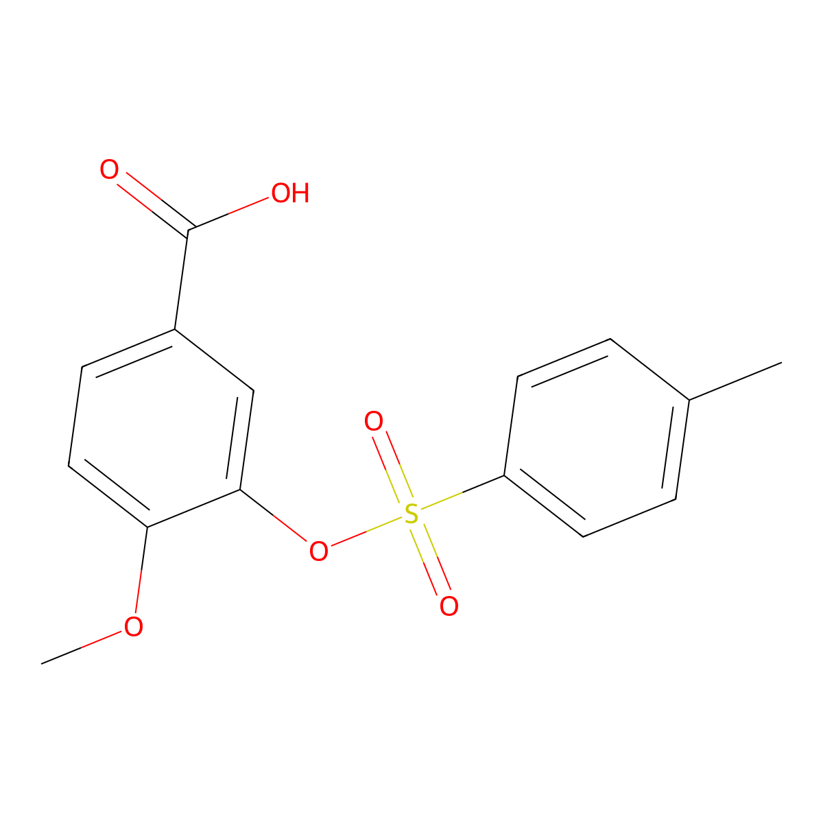 4-Methoxy-3-[(4-methylbenzenesulfonyl)oxy]benzoic acid molecular structure, CAS 2757927-30-1