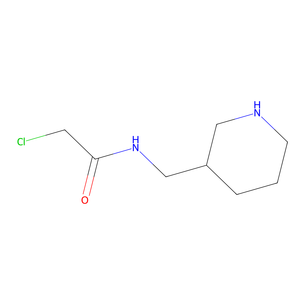 2-chloro-N-[(piperidin-3-yl)methyl]acetamide molecular structure, CAS 2757927-32-3