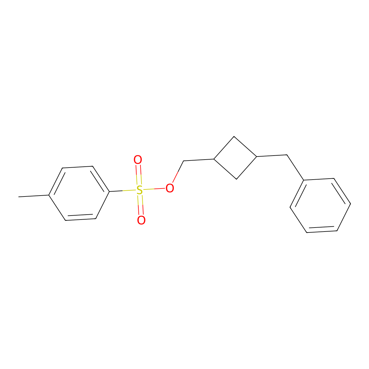 (3-Benzylcyclobutyl)methyl 4-methylbenzene-1-sulfonate molecular structure, CAS 2757927-34-5