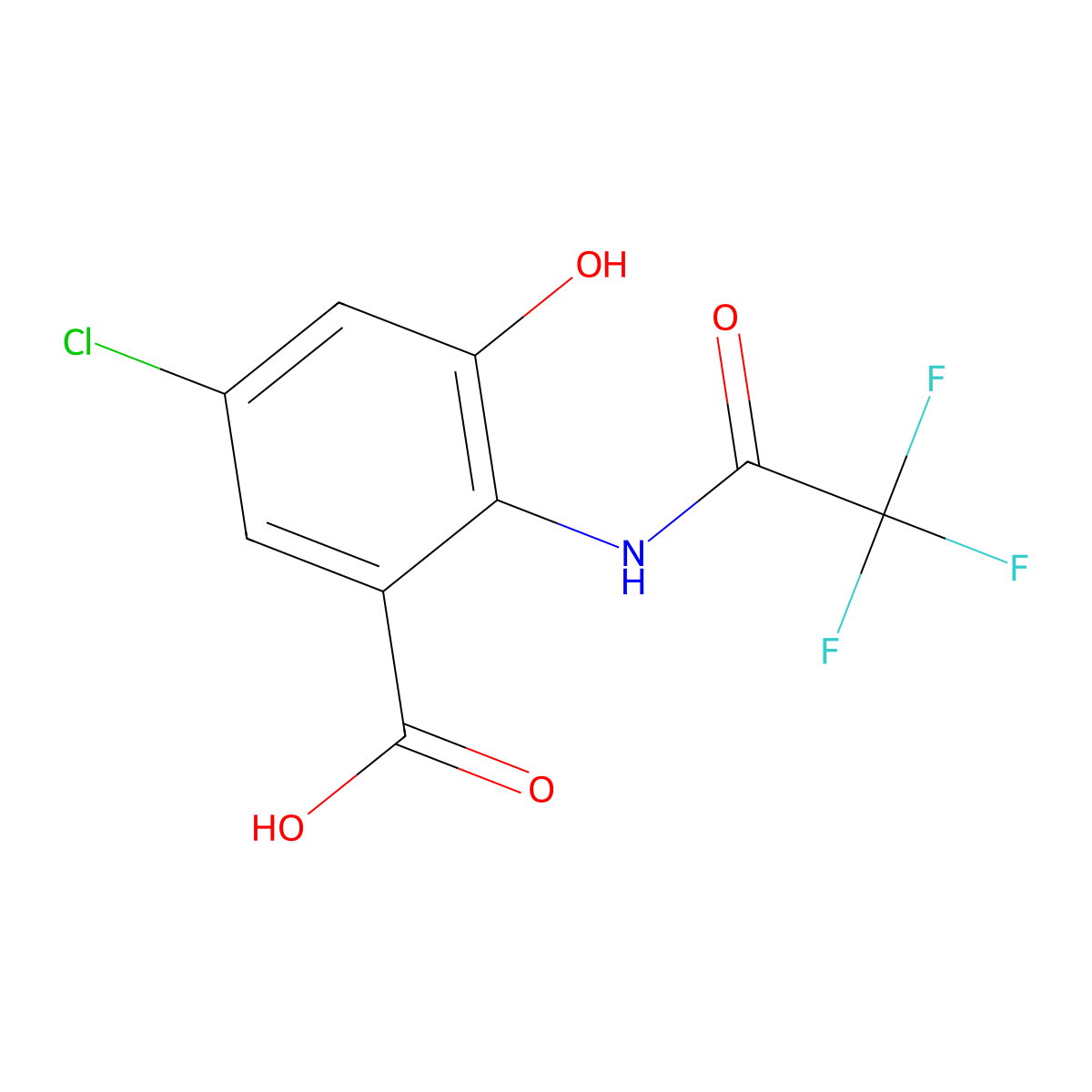5-Chloro-3-hydroxy-2-(2,2,2-trifluoroacetamido)benzoic acid molecular structure, CAS 2757927-45-8