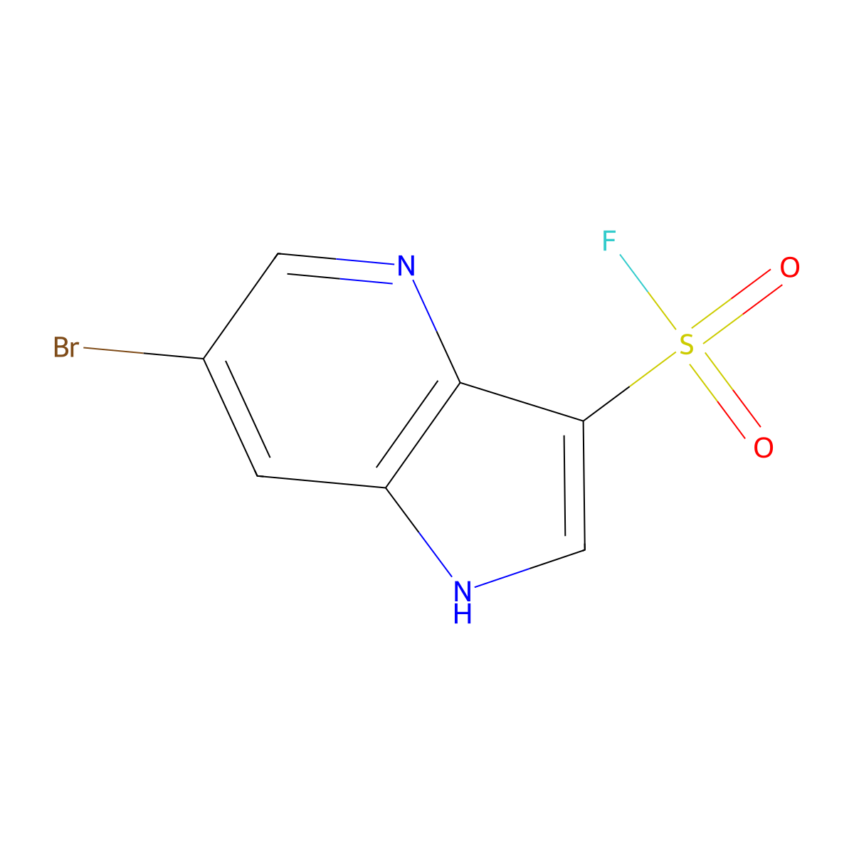 6-bromo-1H-pyrrolo[3,2-b]pyridine-3-sulfonyl fluoride molecular structure, CAS 2757927-47-0