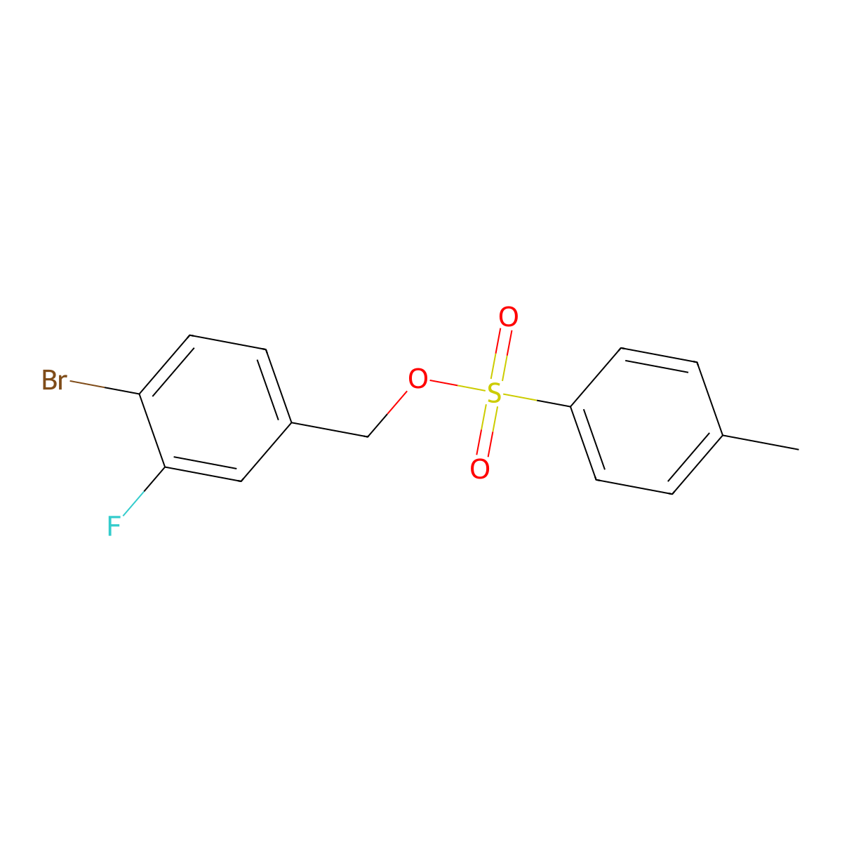 (4-Bromo-3-fluorophenyl)methyl 4-methylbenzene-1-sulfonate molecular structure, CAS 2757927-48-1