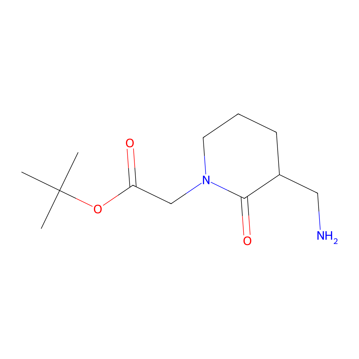 Tert-butyl 2-[3-(aminomethyl)-2-oxopiperidin-1-yl]acetate molecular structure, CAS 2757927-52-7