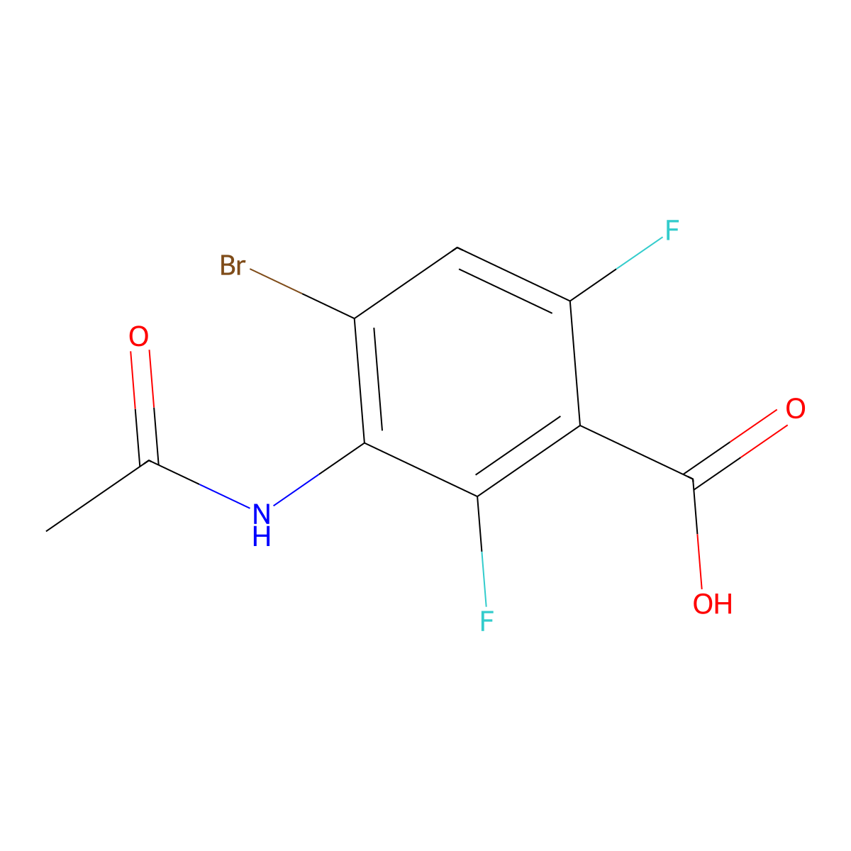 4-Bromo-3-acetamido-2,6-difluorobenzoic acid molecular structure, CAS 2757927-58-3