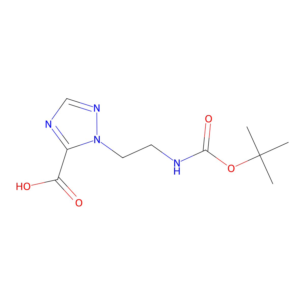 1-(2-{[(tert-butoxy)carbonyl]amino}ethyl)-1H-1,2,4-triazole-5-carboxylic acid molecular structure, CAS 2757927-69-6