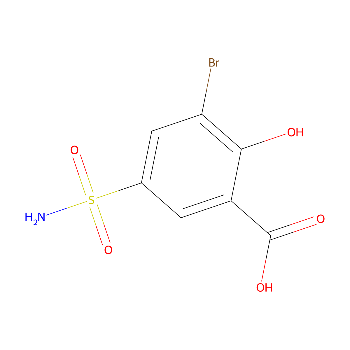 3-Bromo-2-hydroxy-5-sulfamoylbenzoic acid molecular structure, CAS 2757927-72-1