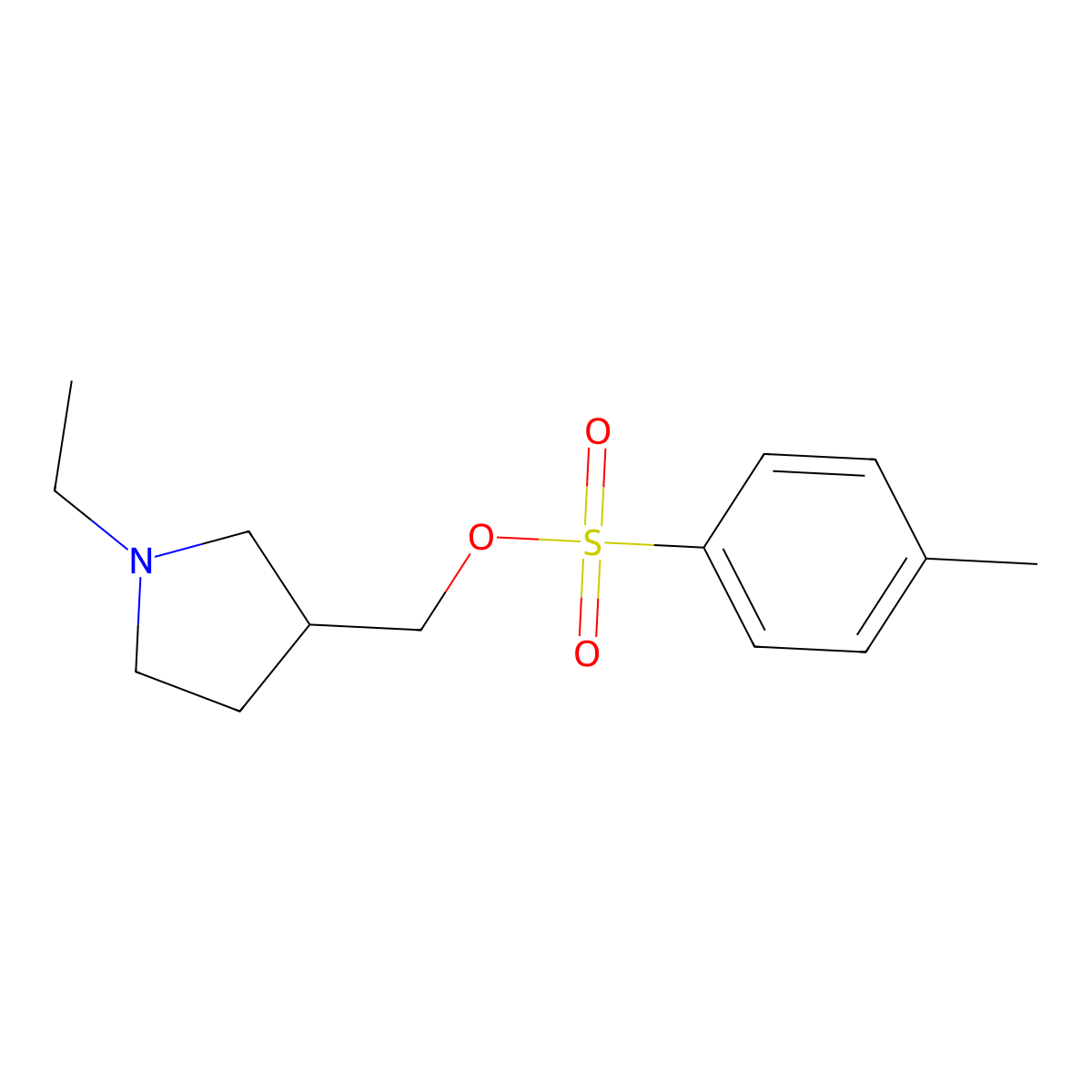 (1-Ethylpyrrolidin-3-yl)methyl 4-methylbenzene-1-sulfonate molecular structure, CAS 2757927-81-2