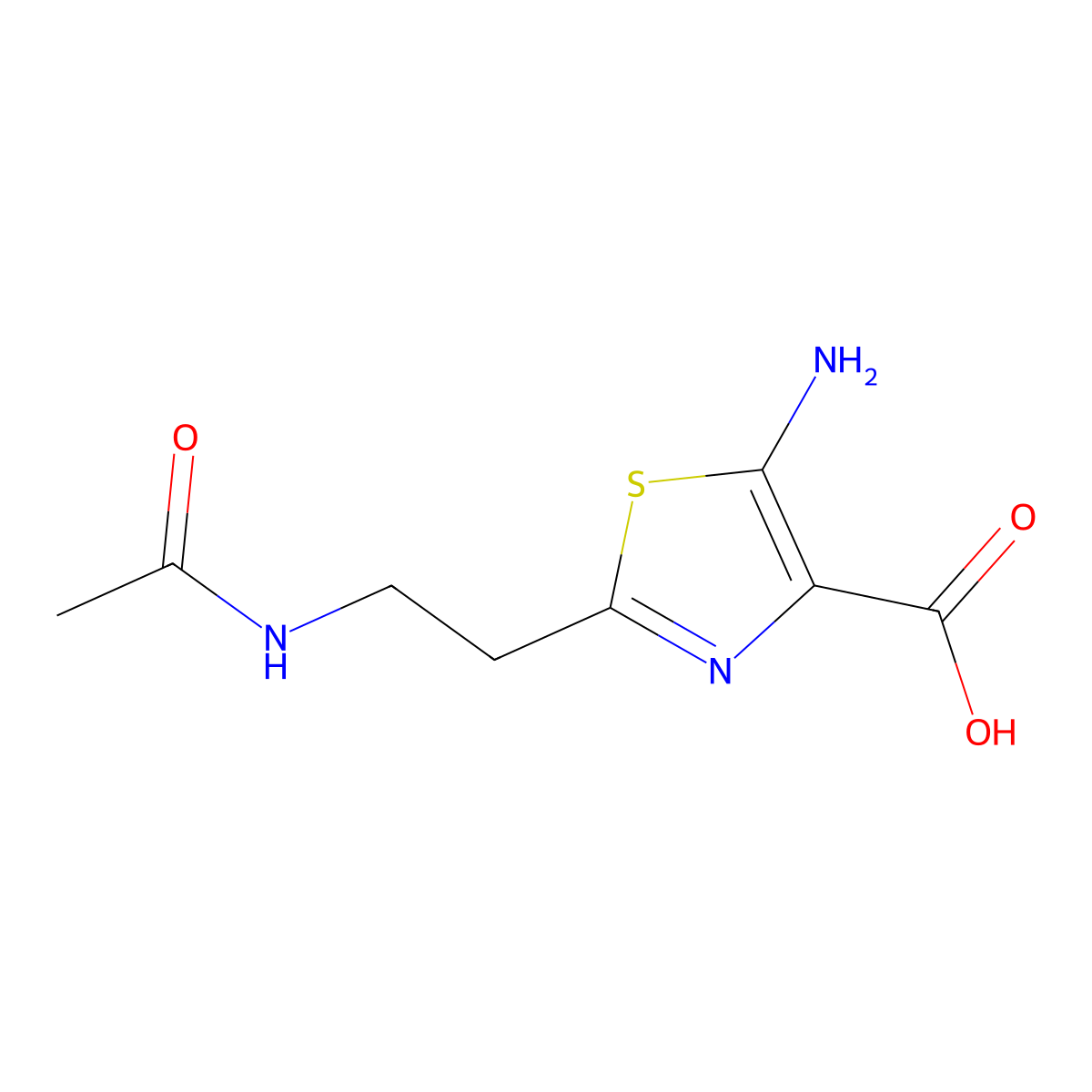 5-Amino-2-(2-acetamidoethyl)-1,3-thiazole-4-carboxylic acid molecular structure, CAS 2757927-84-5