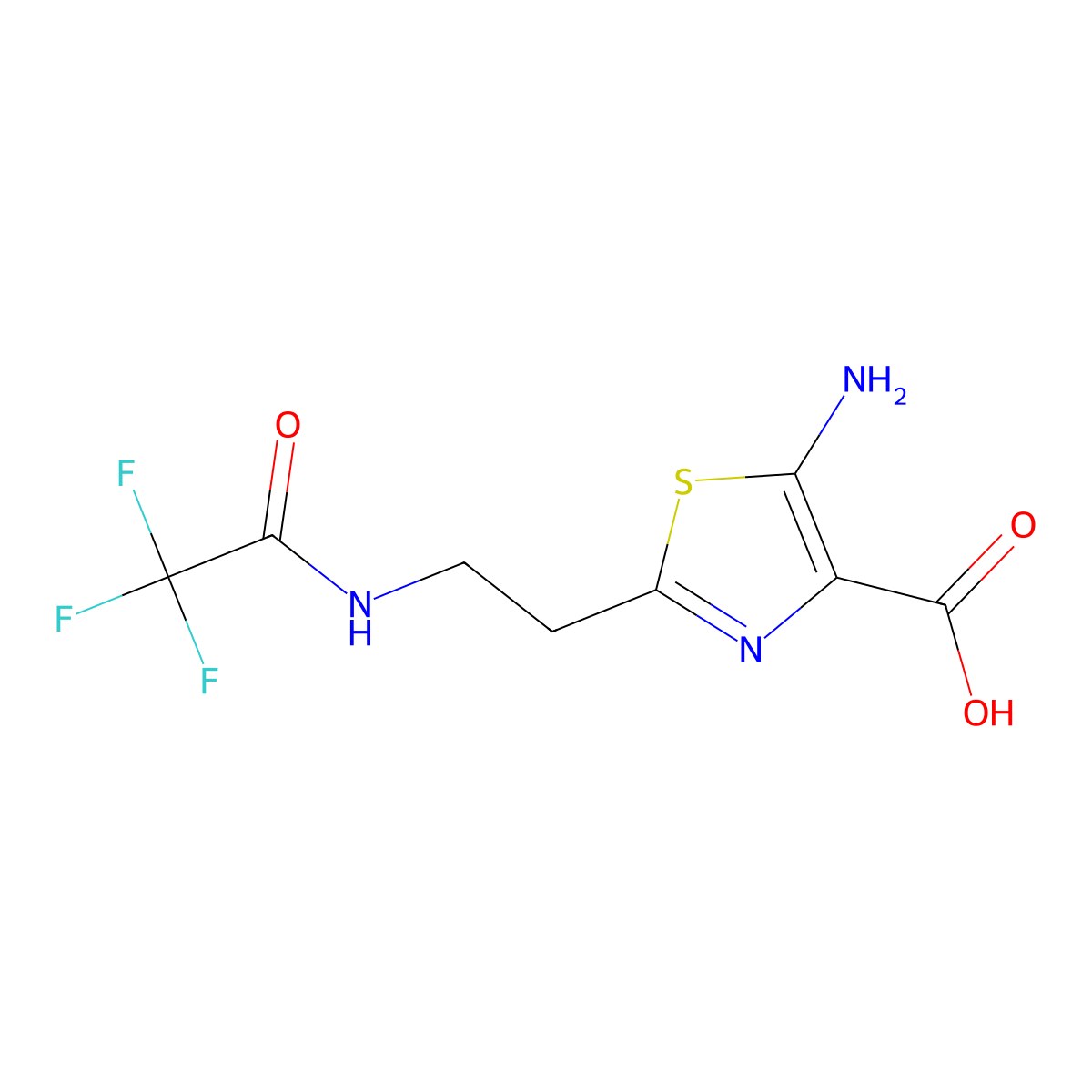 5-Amino-2-[2-(2,2,2-trifluoroacetamido)ethyl]-1,3-thiazole-4-carboxylic acid molecular structure, CAS 2757927-85-6