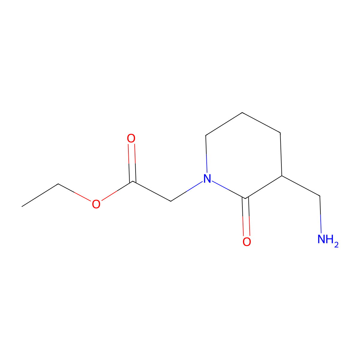 Ethyl 2-[3-(aminomethyl)-2-oxopiperidin-1-yl]acetate molecular structure, CAS 2757927-88-9