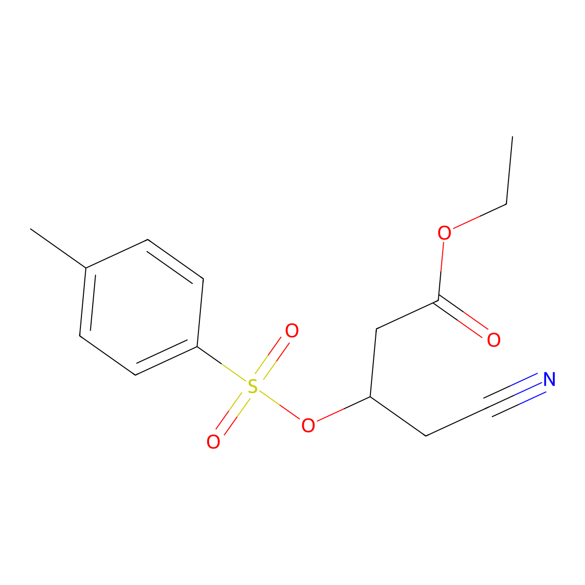 Ethyl 4-cyano-3-[(4-methylbenzenesulfonyl)oxy]butanoate molecular structure, CAS 2757927-91-4