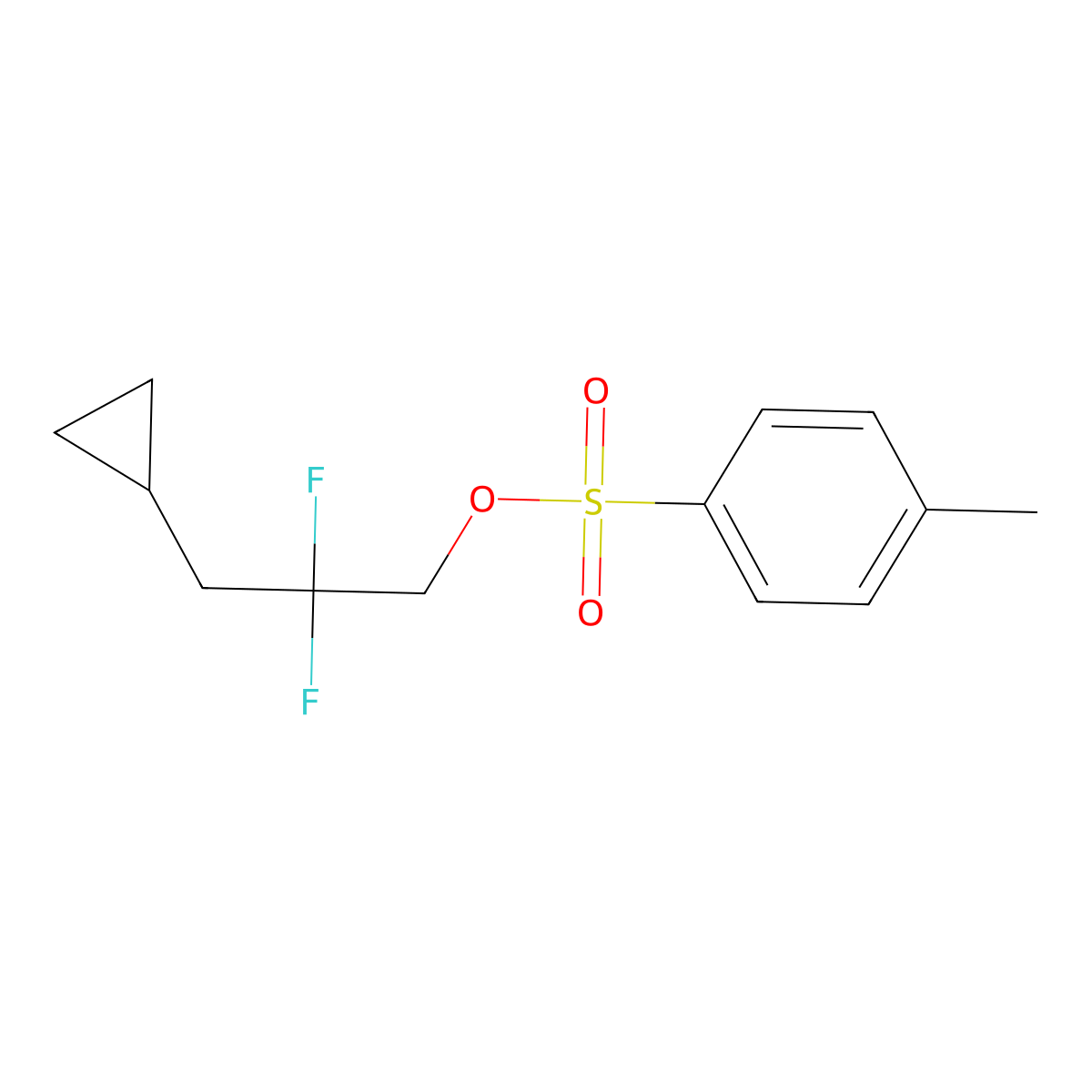 3-Cyclopropyl-2,2-difluoropropyl 4-methylbenzene-1-sulfonate molecular structure, CAS 2757927-99-2