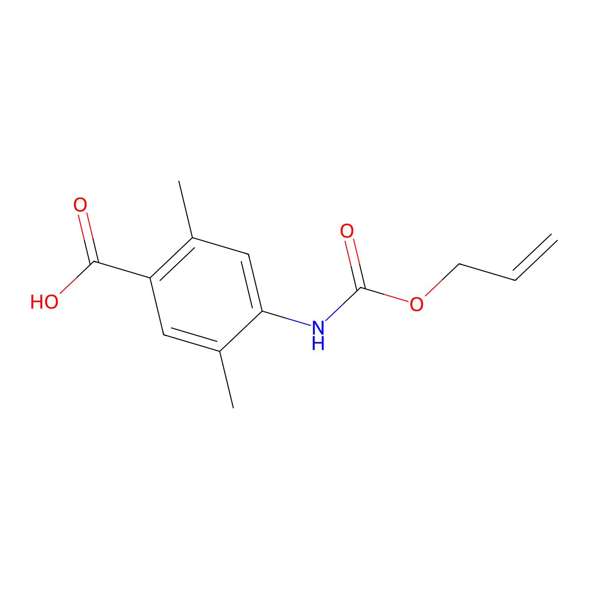 2,5-Dimethyl-4-{[(prop-2-en-1-yloxy)carbonyl]amino}benzoic acid molecular structure, CAS 2757928-00-8