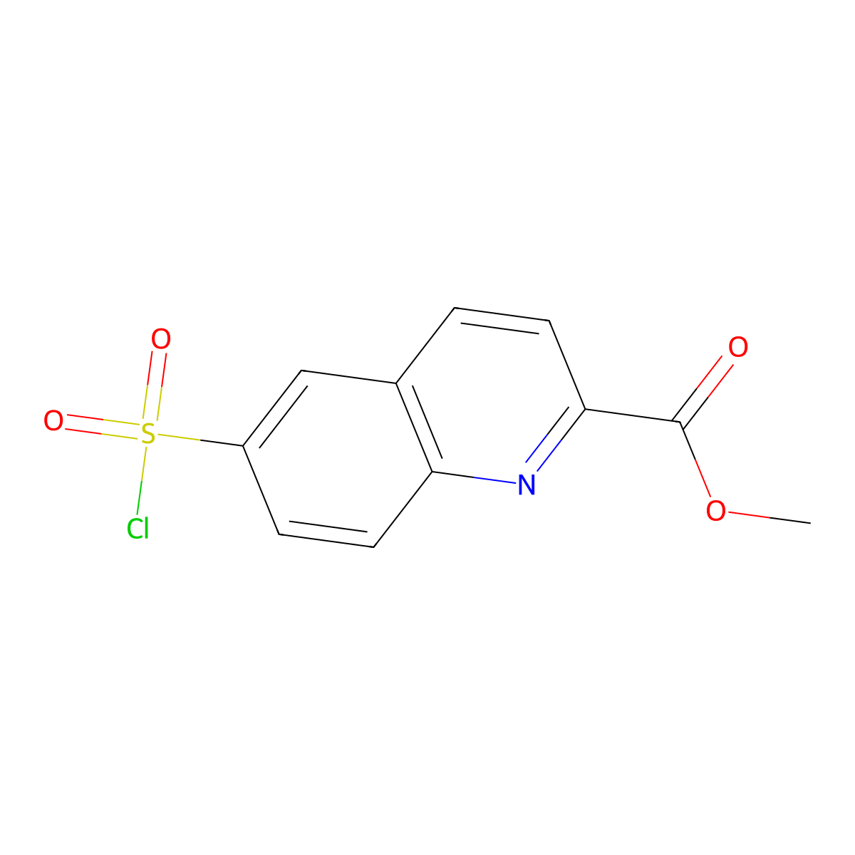Methyl 6-(chlorosulfonyl)quinoline-2-carboxylate molecular structure, CAS 2757928-04-2