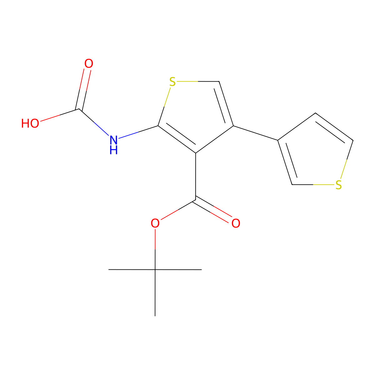 {4-[(Tert-butoxy)carbonyl]-[3,3'-bithiophen]-5-yl}carbamic acid molecular structure, CAS 2757928-07-5