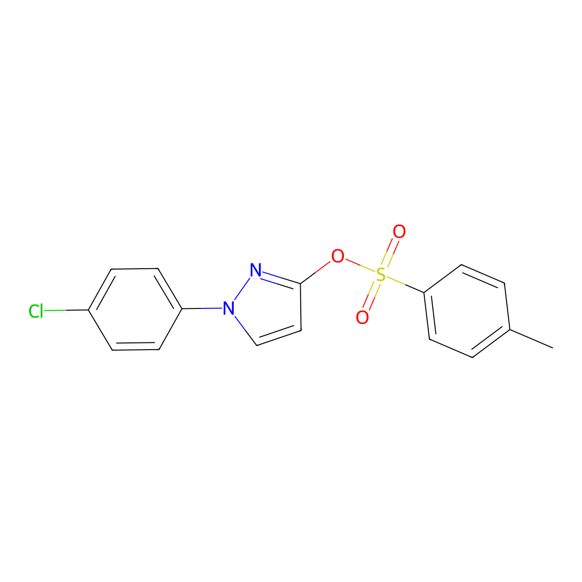 1-(4-chlorophenyl)-1H-pyrazol-3-yl 4-methylbenzene-1-sulfonate molecular structure, CAS 2757928-11-1
