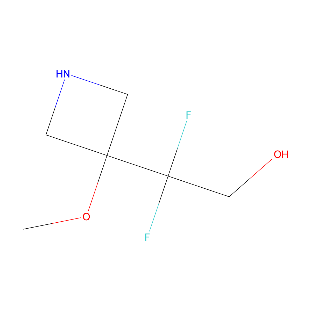 2,2-Difluoro-2-(3-methoxyazetidin-3-yl)ethan-1-ol molecular structure, CAS 2757928-18-8