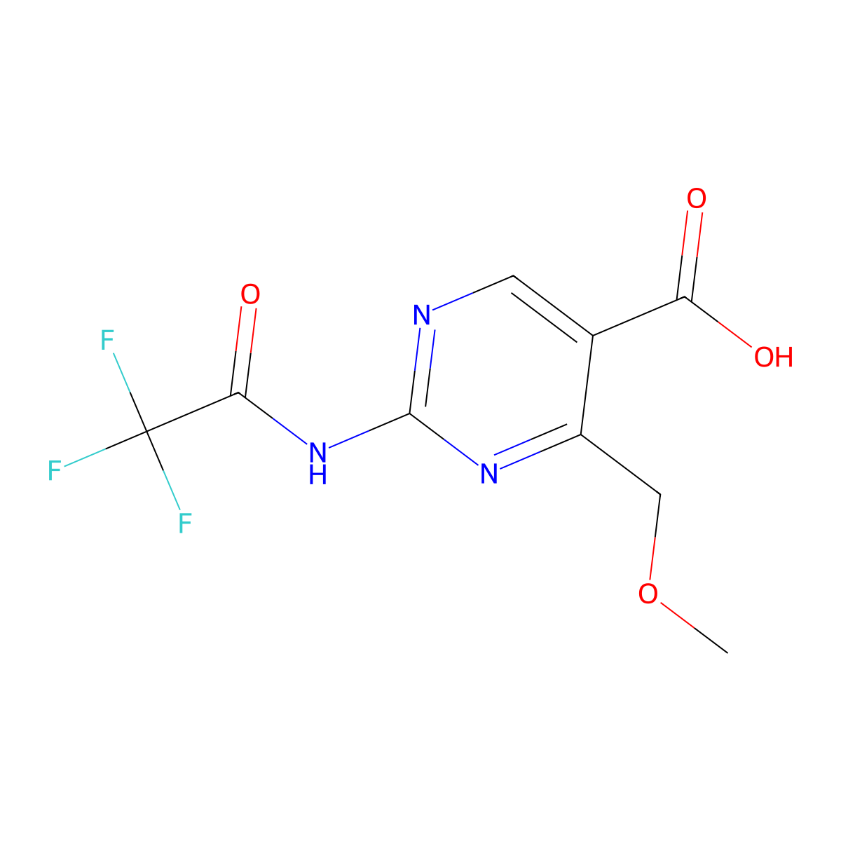 4-(Methoxymethyl)-2-(2,2,2-trifluoroacetamido)pyrimidine-5-carboxylic acid molecular structure, CAS 2757928-21-3