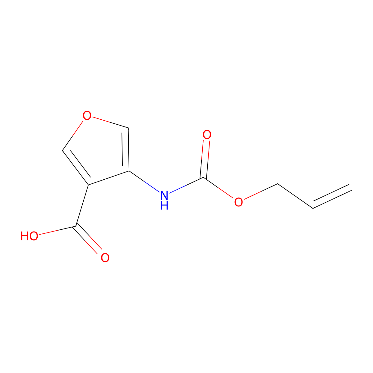 4-{[(Prop-2-en-1-yloxy)carbonyl]amino}furan-3-carboxylic acid molecular structure, CAS 2757928-29-1