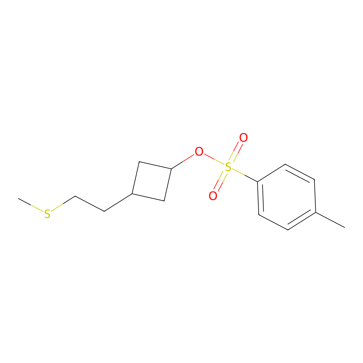 3-[2-(Methylsulfanyl)ethyl]cyclobutyl 4-methylbenzene-1-sulfonate molecular structure, CAS 2757928-32-6