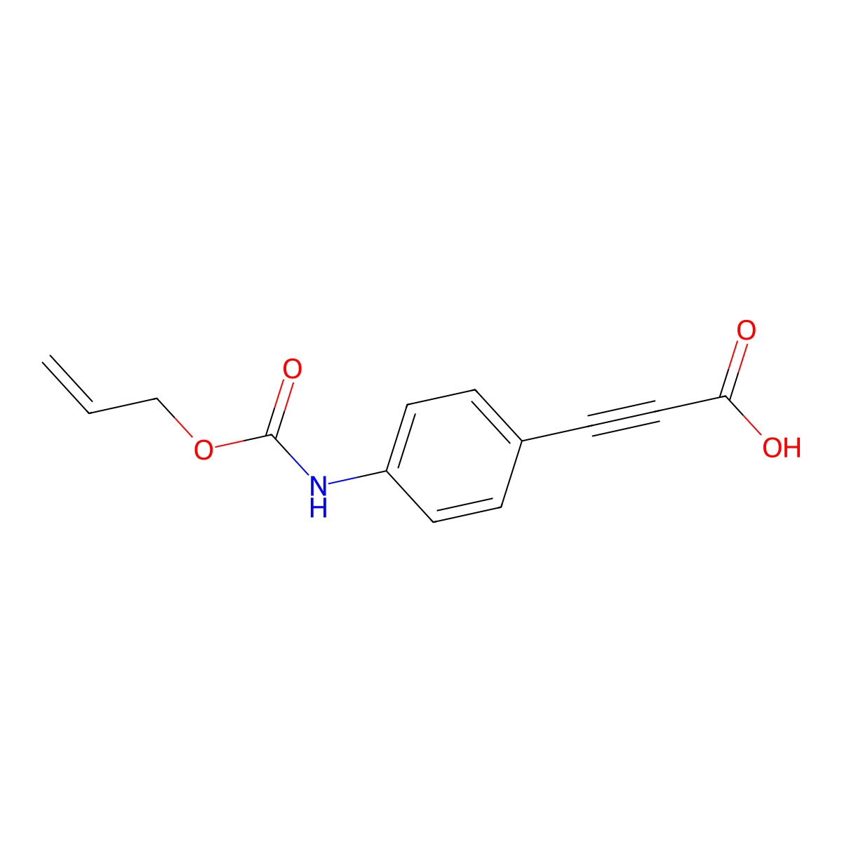 3-(4-{[(Prop-2-en-1-yloxy)carbonyl]amino}phenyl)prop-2-ynoic acid molecular structure, CAS 2757928-33-7