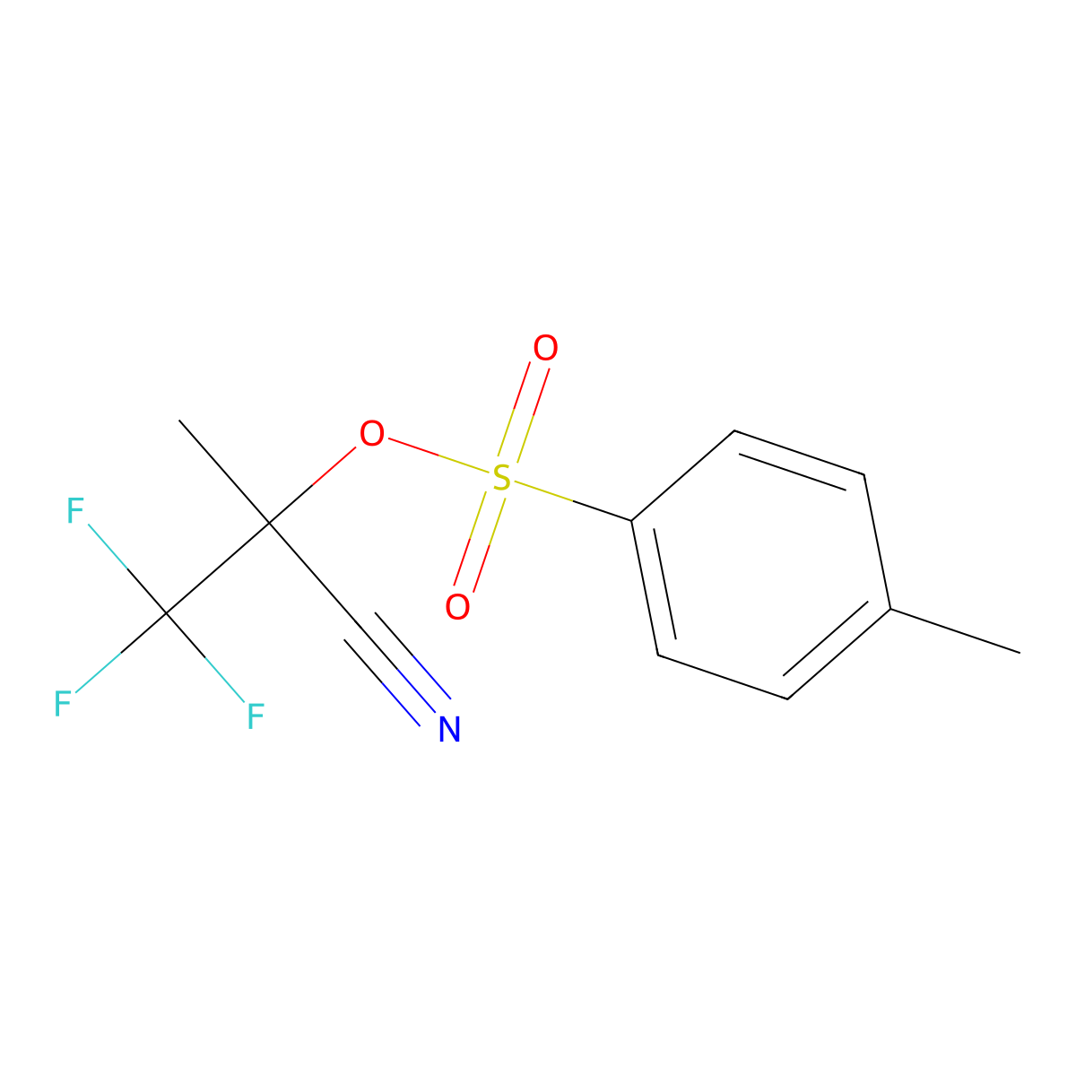 3,3,3-Trifluoro-2-methyl-2-[(4-methylbenzenesulfonyl)oxy]propanenitrile molecular structure, CAS 2757928-34-8
