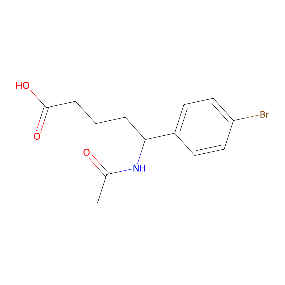 5-(4-Bromophenyl)-5-acetamidopentanoic acid molecular structure, CAS 2757928-35-9