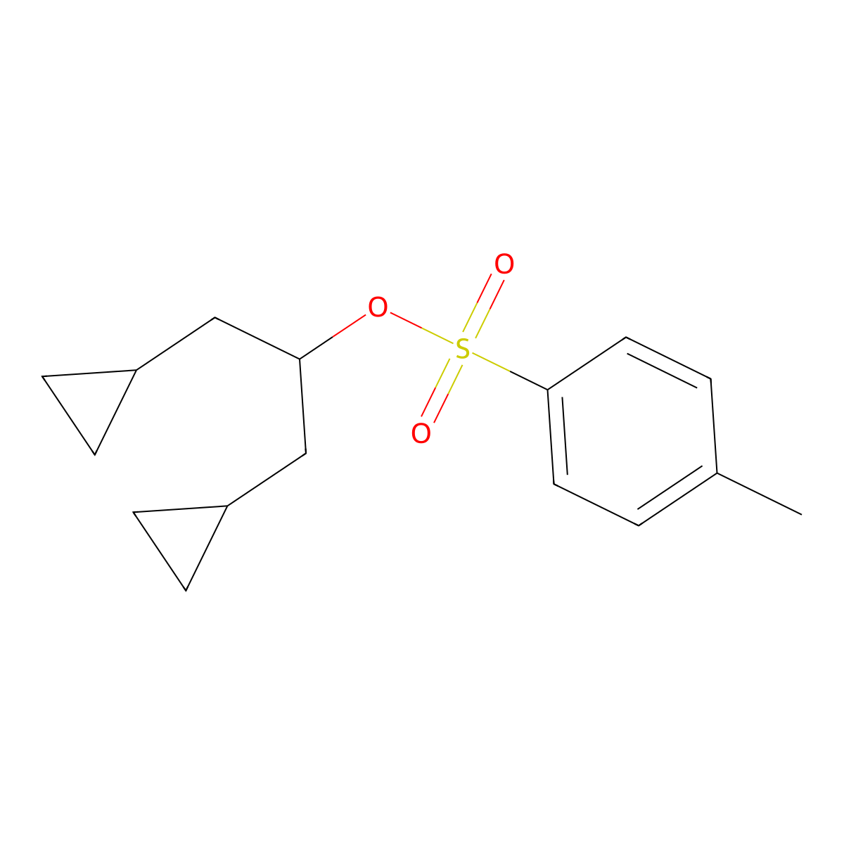 1,3-Dicyclopropylpropan-2-yl 4-methylbenzene-1-sulfonate molecular structure, CAS 2757928-37-1