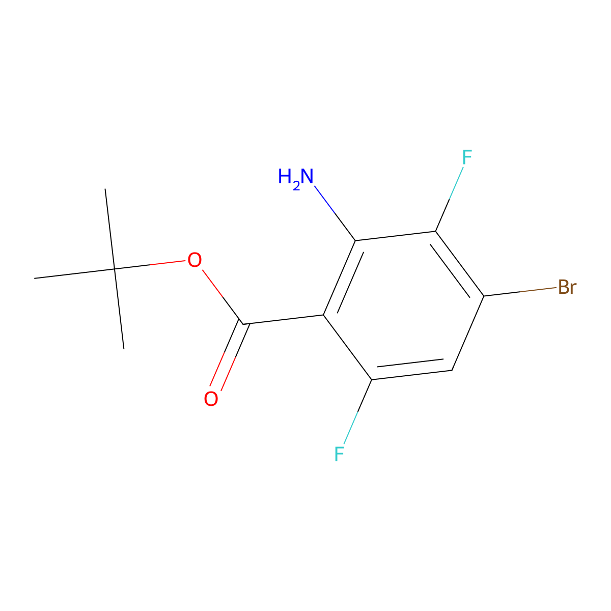 Tert-butyl 2-amino-4-bromo-3,6-difluorobenzoate molecular structure, CAS 2757928-39-3