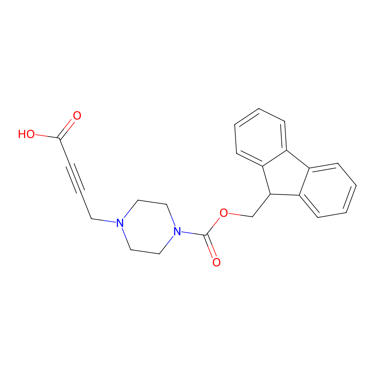 4-(4-{[(9H-fluoren-9-yl)methoxy]carbonyl}piperazin-1-yl)but-2-ynoic acid molecular structure, CAS 2757928-52-0