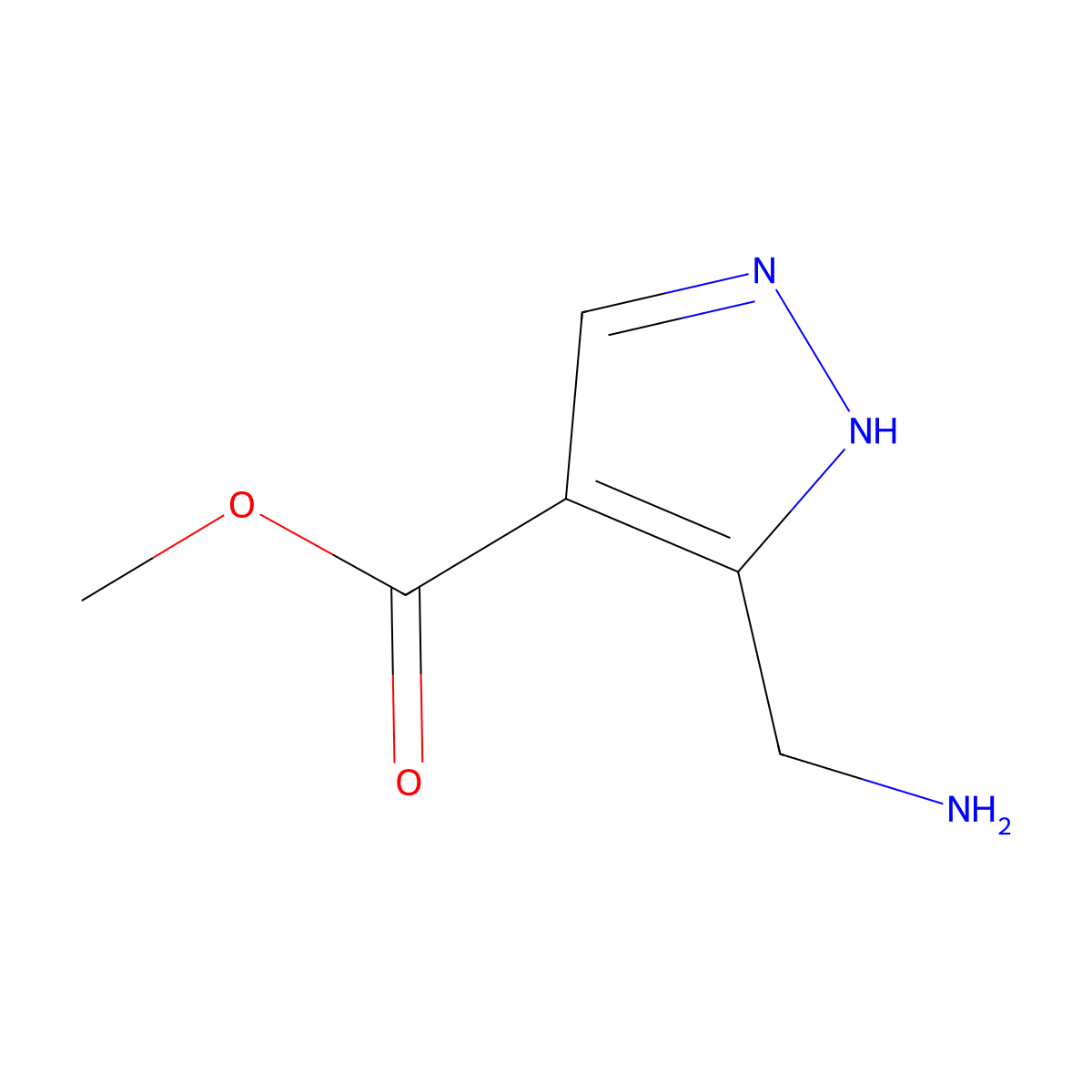 methyl 5-(aminomethyl)-1H-pyrazole-4-carboxylate molecular structure, CAS 2757928-55-3