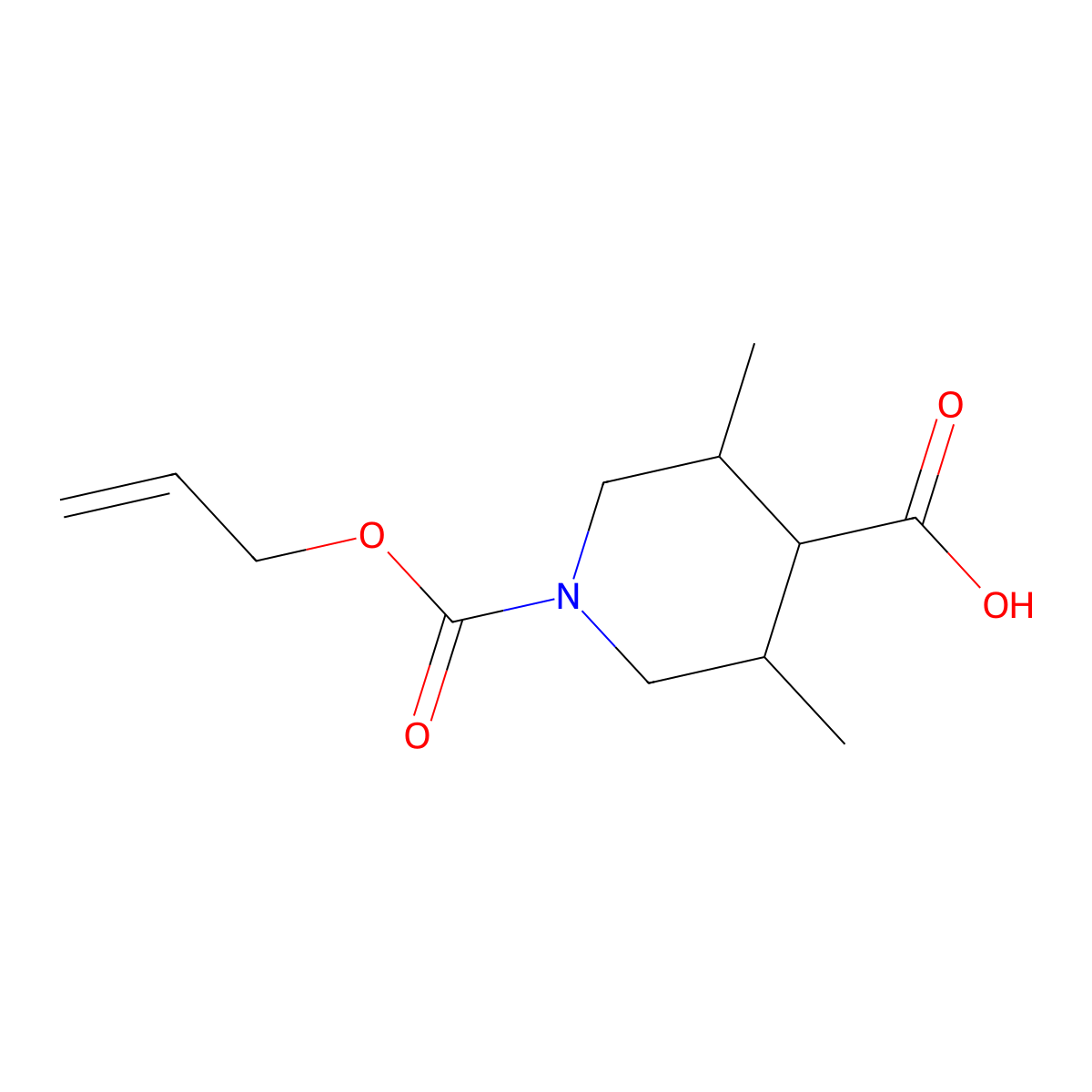3,5-Dimethyl-1-[(prop-2-en-1-yloxy)carbonyl]piperidine-4-carboxylic acid molecular structure, CAS 2757928-56-4