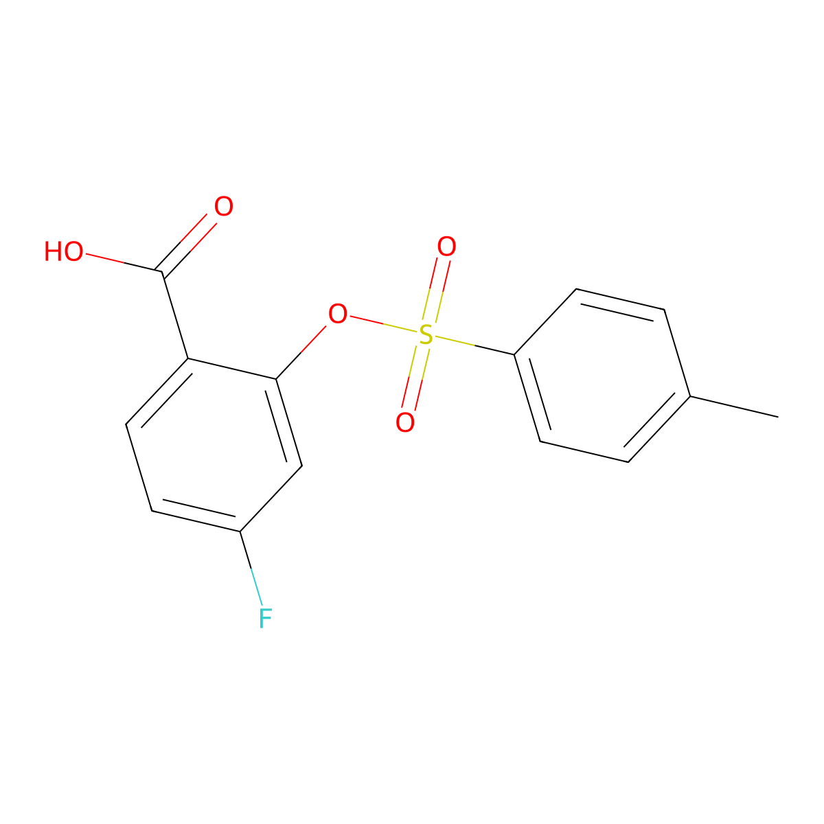 4-Fluoro-2-[(4-methylbenzenesulfonyl)oxy]benzoic acid molecular structure, CAS 2757928-58-6