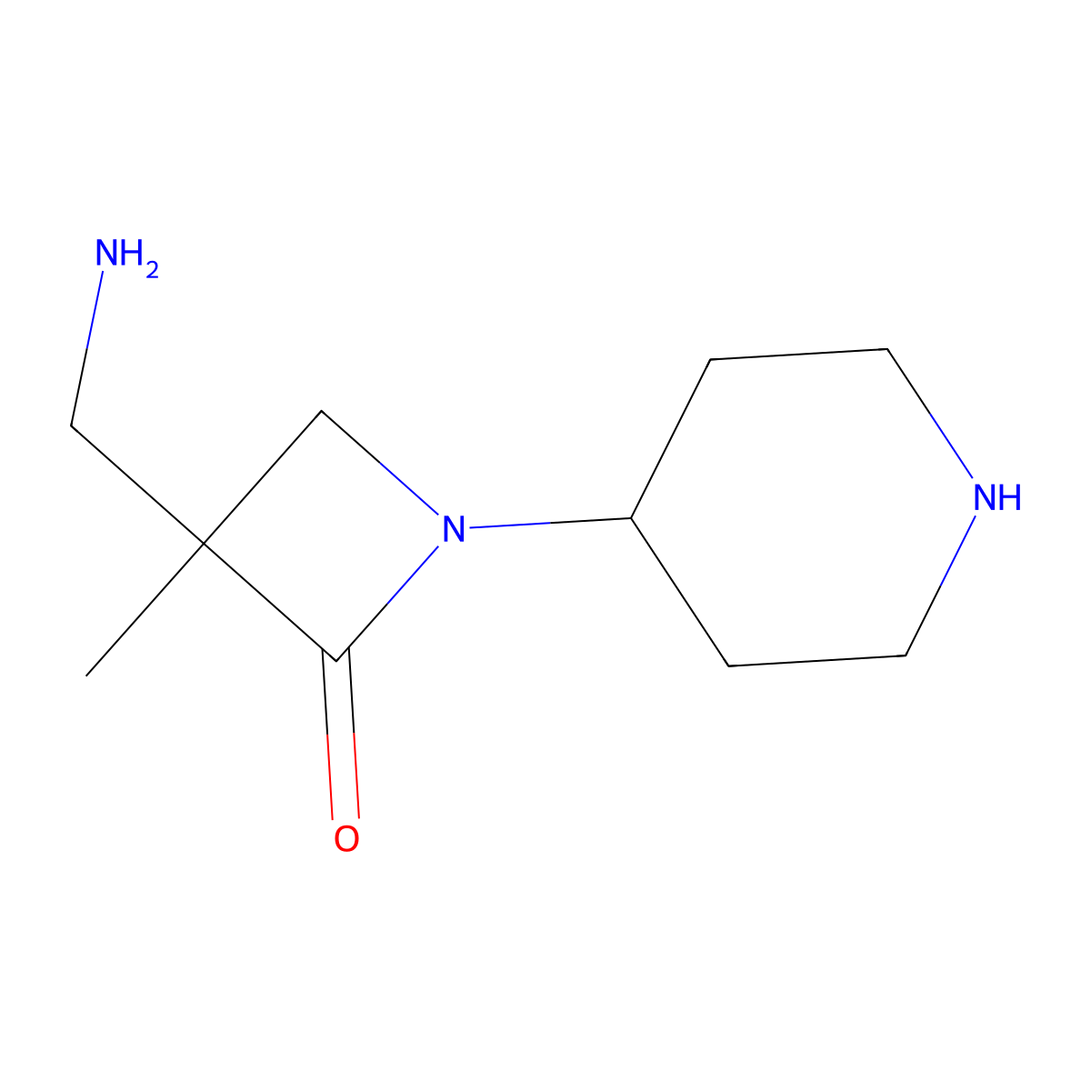 3-(Aminomethyl)-3-methyl-1-(piperidin-4-yl)azetidin-2-one molecular structure, CAS 2757928-62-2