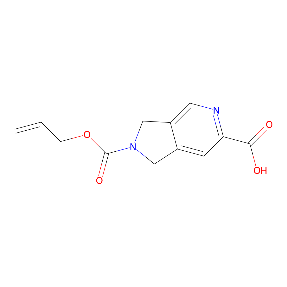 2-[(prop-2-en-1-yloxy)carbonyl]-1H,2H,3H-pyrrolo[3,4-c]pyridine-6-carboxylic acid molecular structure, CAS 2757928-64-4