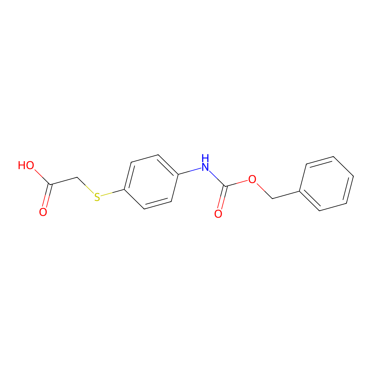 2-[(4-{[(Benzyloxy)carbonyl]amino}phenyl)sulfanyl]acetic acid molecular structure, CAS 2757928-65-5