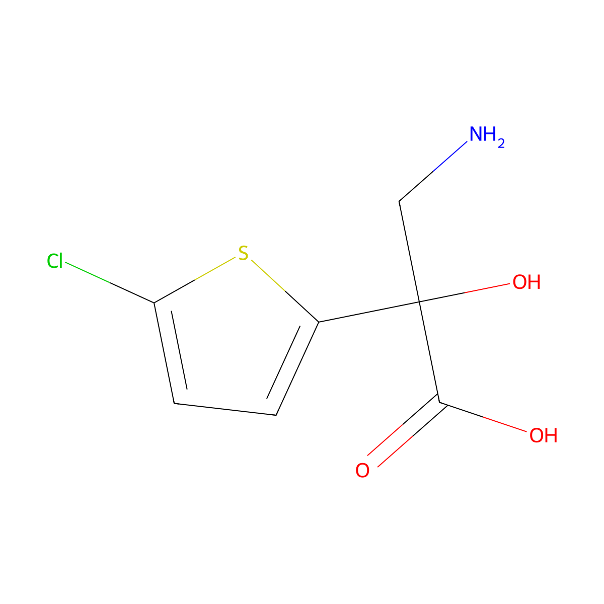 3-Amino-2-(5-chlorothiophen-2-yl)-2-hydroxypropanoic acid molecular structure, CAS 2757928-67-7