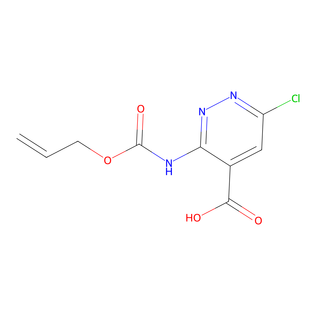 6-Chloro-3-{[(prop-2-en-1-yloxy)carbonyl]amino}pyridazine-4-carboxylic acid molecular structure, CAS 2757928-70-2