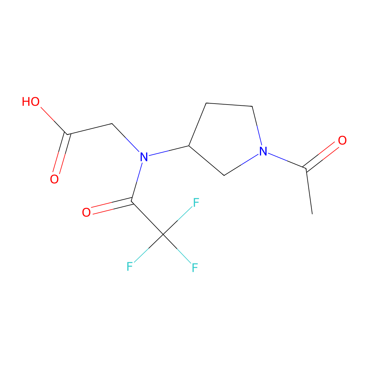 2-[N-(1-acetylpyrrolidin-3-yl)-2,2,2-trifluoroacetamido]acetic acid molecular structure, CAS 2757928-77-9