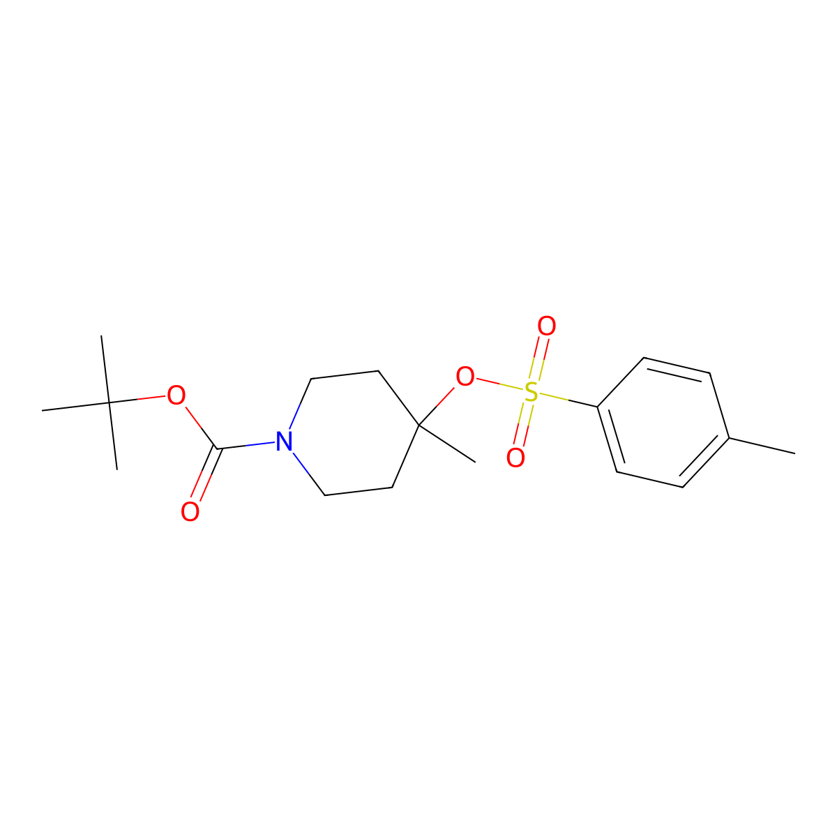 Tert-butyl 4-methyl-4-[(4-methylbenzenesulfonyl)oxy]piperidine-1-carboxylate molecular structure, CAS 2757928-82-6