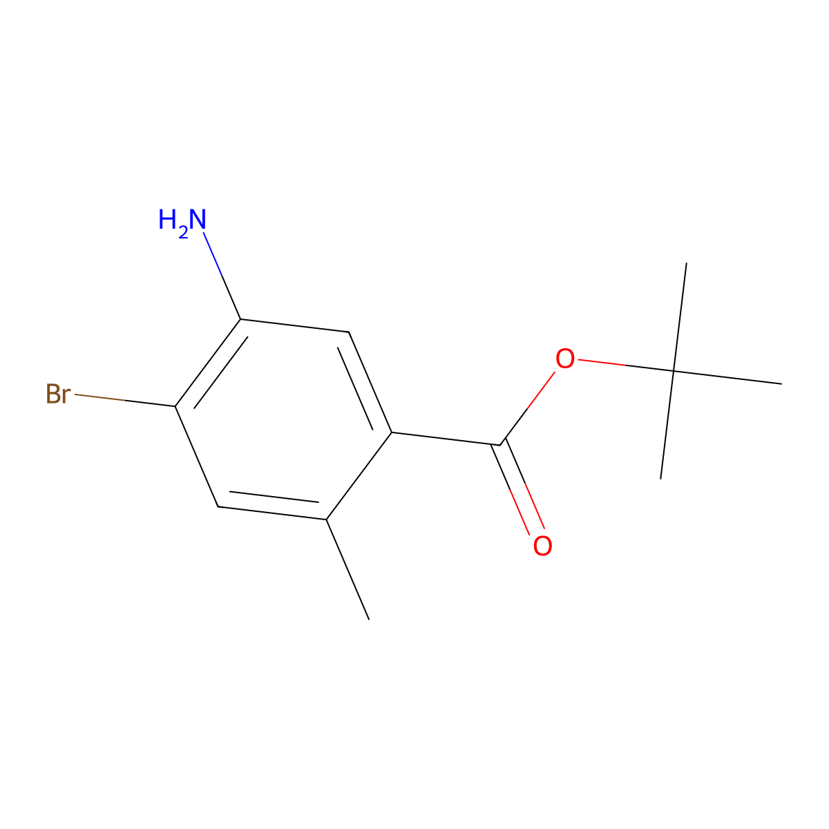 Tert-butyl 5-amino-4-bromo-2-methylbenzoate molecular structure, CAS 2757928-87-1