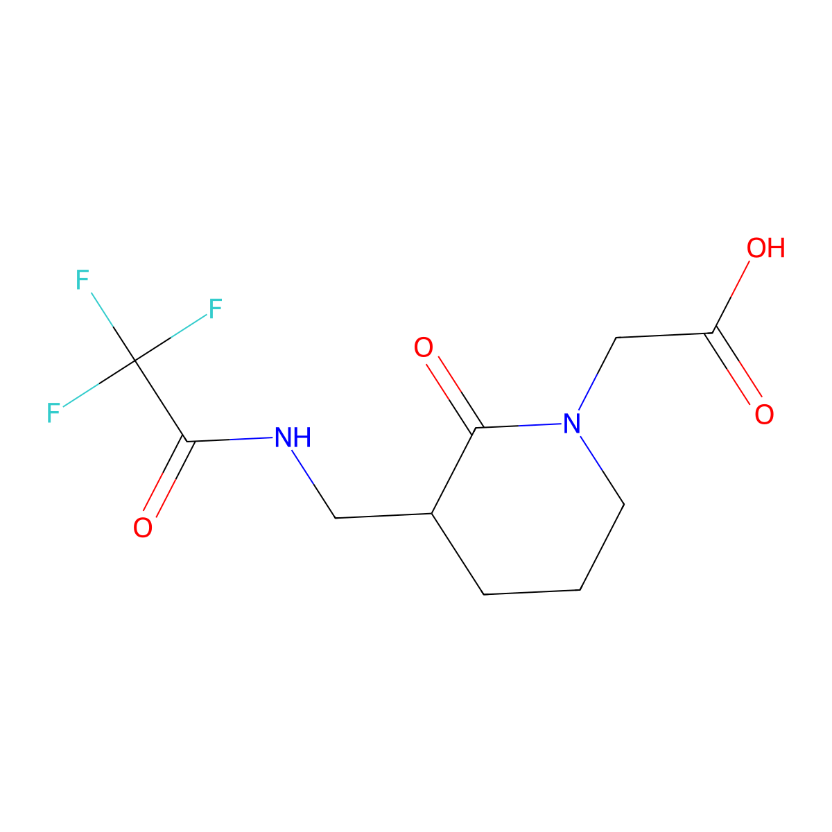 2-{2-Oxo-3-[(2,2,2-trifluoroacetamido)methyl]piperidin-1-yl}acetic acid molecular structure, CAS 2757928-91-7