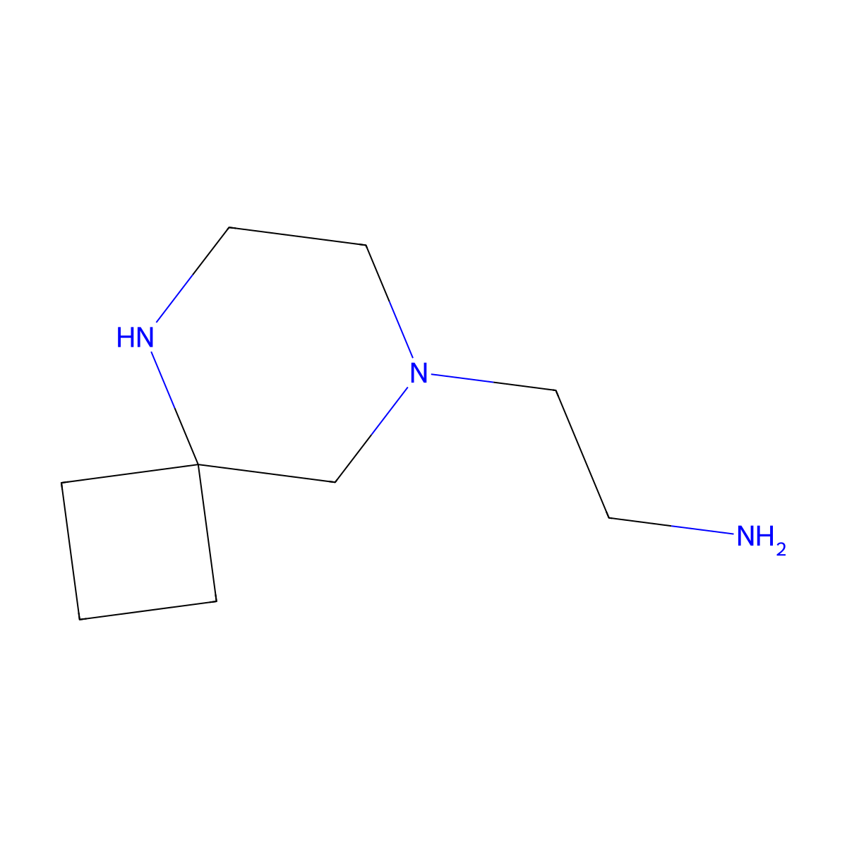 2-{5,8-Diazaspiro[3.5]nonan-8-yl}ethan-1-amine molecular structure, CAS 2757928-92-8