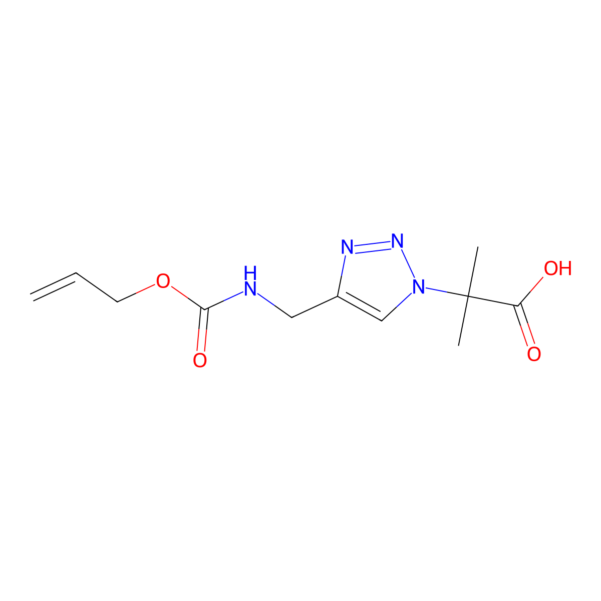 2-methyl-2-[4-({[(prop-2-en-1-yloxy)carbonyl]amino}methyl)-1H-1,2,3-triazol-1-yl]propanoic acid molecular structure, CAS 2757928-93-9
