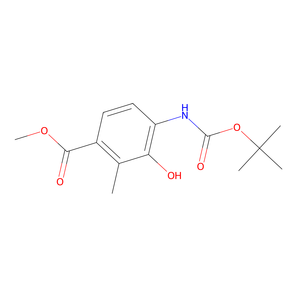Methyl 4-{[(tert-butoxy)carbonyl]amino}-3-hydroxy-2-methylbenzoate molecular structure, CAS 2757929-04-5
