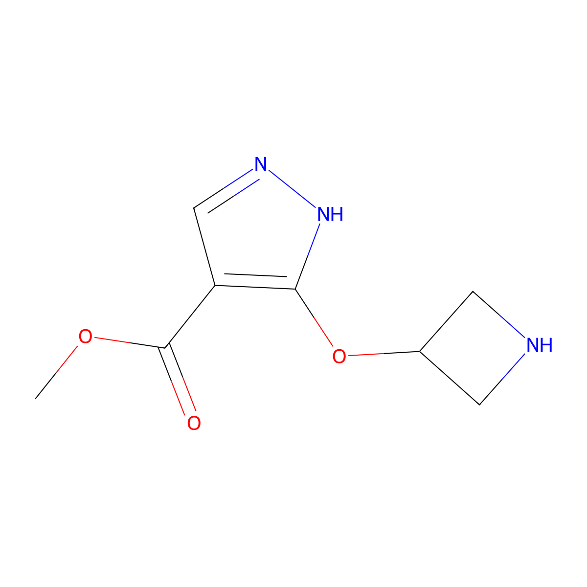 methyl 3-(azetidin-3-yloxy)-1H-pyrazole-4-carboxylate molecular structure, CAS 2757929-10-3